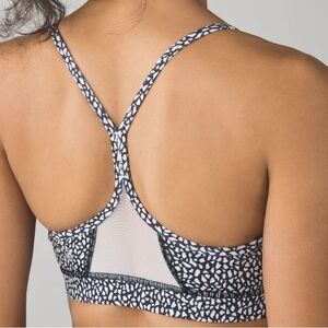 Lululemon Flow Y Bra IV Black White Miss Mosaic